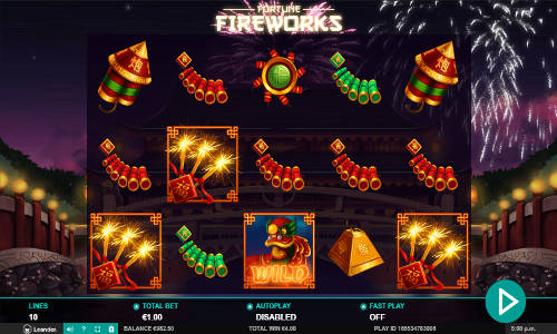 Fortune Fireworks base game screenshot showing reels and features