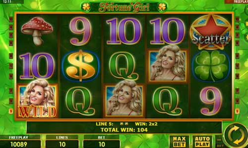 Fortune Girl base game screenshot showing reels and features