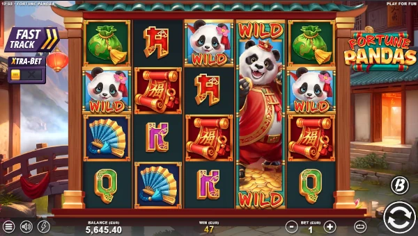Fortune Pandas base game screenshot showing reels and features
