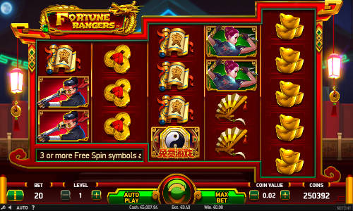 Fortune Rangers base game screenshot showing reels and features
