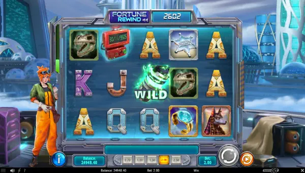 Fortune Rewind base game screenshot showing reels and features