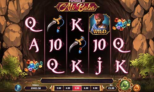 Fortunes of Ali Baba base game screenshot showing reels and features