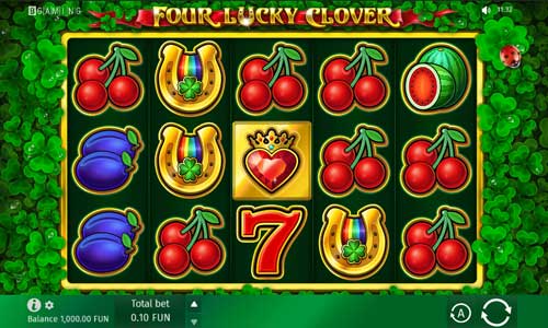 Four Lucky Clover base game screenshot showing reels and features