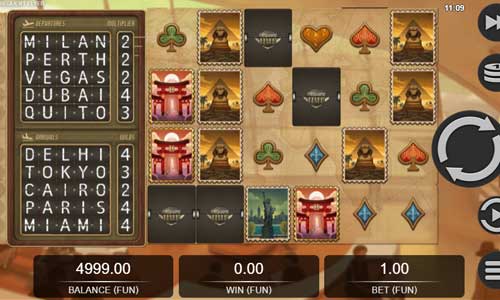 Frequent Flyer base game screenshot showing reels and features