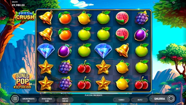 Fresh Crush base game screenshot showing reels and features
