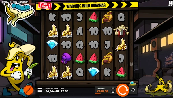 FRKN Bananas base game screenshot showing reels and features