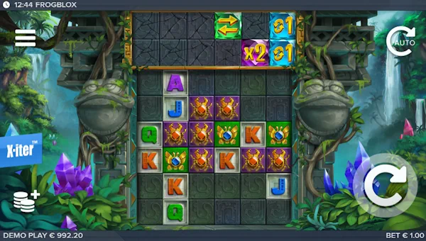 Frogblox base game screenshot showing reels and features