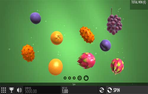 Fruit Warp base game screenshot showing reels and features