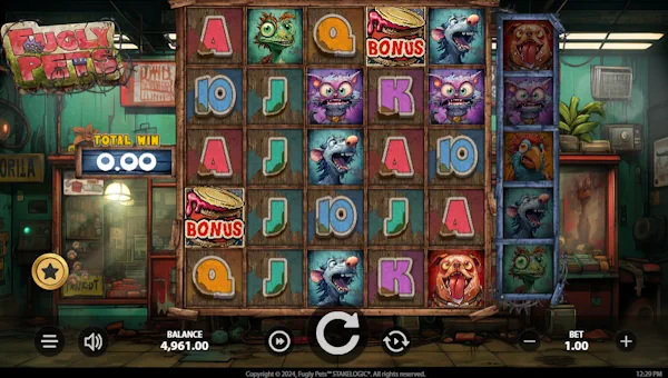 Fugly Pets base game screenshot showing reels and features