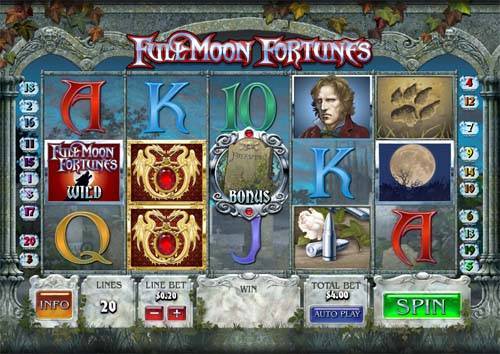 Full Moon Fortunes base game screenshot showing reels and features
