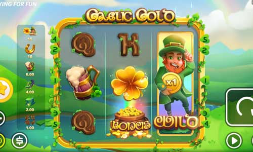 Gaelic Gold base game screenshot showing reels and features