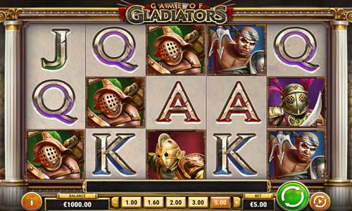 Game of Gladiators base game screenshot showing reels and features