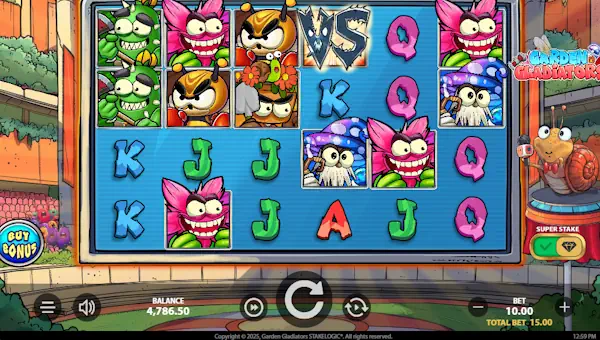 Garden Gladiators base game screenshot showing reels and features