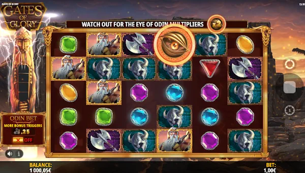 Gates of Glory base game screenshot showing reels and features
