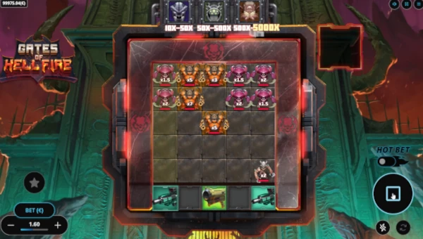 Gates of Hellfire base game screenshot showing reels and features