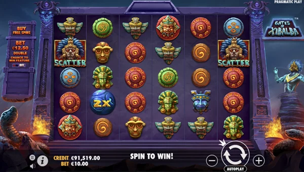 Gates of Xibalba base game screenshot showing reels and features