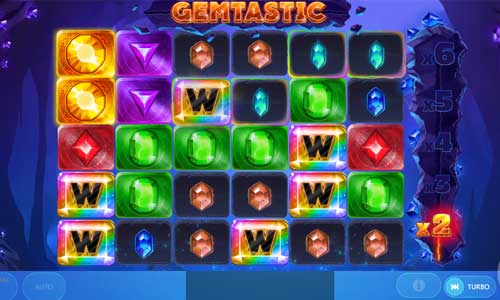 Gemtastic base game screenshot showing reels and features