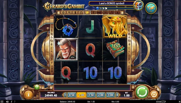 Gerards Gambit base game screenshot showing reels and features
