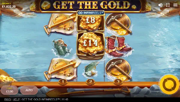 Get the Gold Infinireels base game screenshot showing reels and features