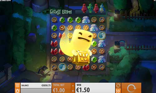 Ghost Glyph base game screenshot showing reels and features