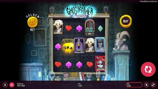 Ghostfather Awakened base game screenshot showing reels and features