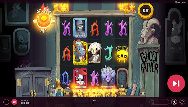 Ghostfather base game screenshot showing reels and features