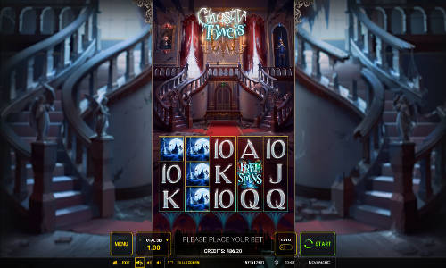 Ghostly Towers base game screenshot showing reels and features