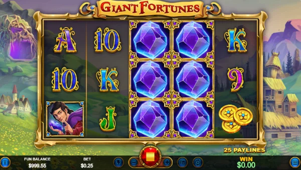 Giant Fortunes base game screenshot showing reels and features