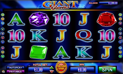 Giant Gems base game screenshot showing reels and features