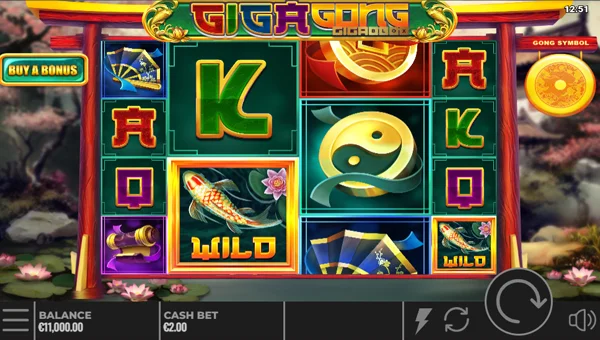 GigaGong Gigablox base game screenshot showing reels and features