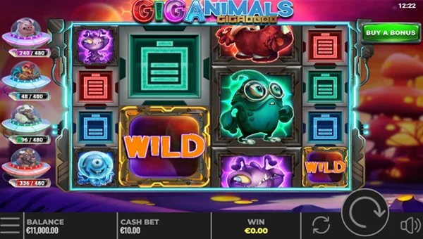 Giganimals Gigablox base game screenshot showing reels and features
