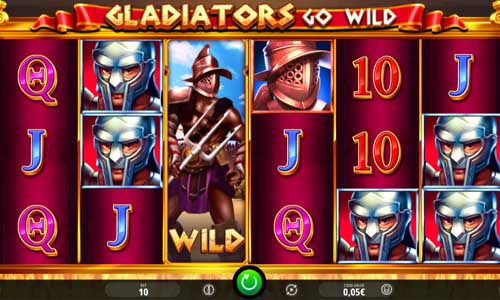 Gladiators Go Wild base game screenshot showing reels and features