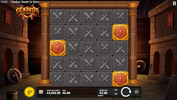 Gladius Death or Glory base game screenshot showing reels and features