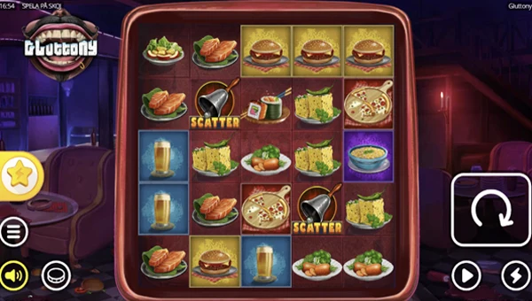 Gluttony base game screenshot showing reels and features