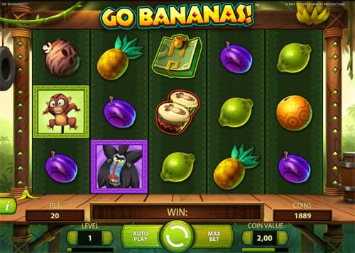 Go Bananas base game screenshot showing reels and features