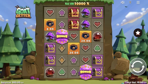 Goat Getter base game screenshot showing reels and features