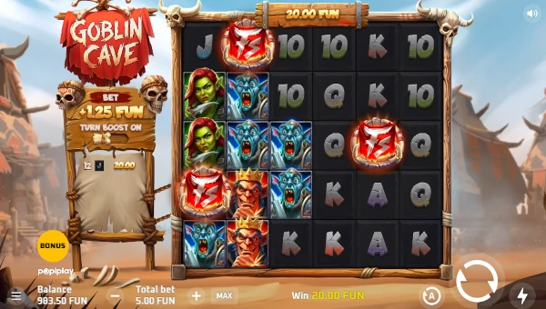 Goblin Cave base game screenshot showing reels and features