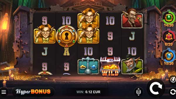 Goblins and Gemstones base game screenshot showing reels and features