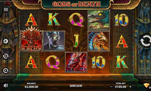 Gods of Death base game screenshot showing reels and features
