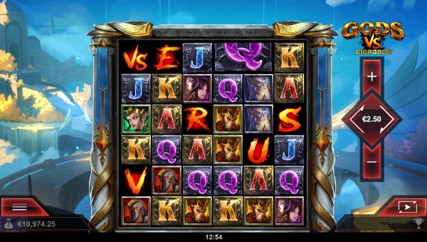 Gods vs Gigablox base game screenshot showing reels and features