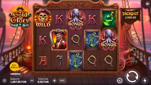 Base Game Screenshot of Gold and Glory Hold and Win Slot by Popiplay