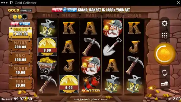 Gold Collector base game screenshot showing reels and features