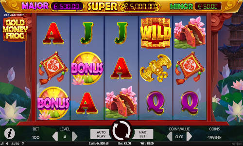 Gold Money Frog base game screenshot showing reels and features