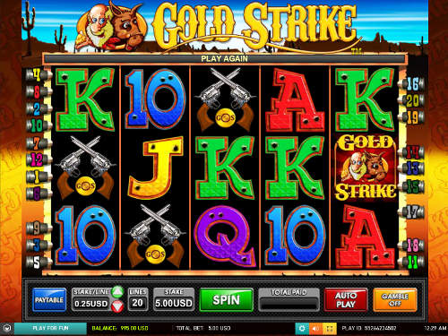Gold Strike base game screenshot showing reels and features