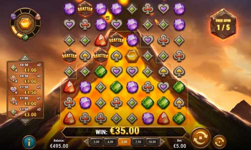 Gold Volcano base game screenshot showing reels and features