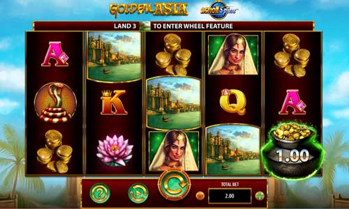 Golden Asia base game screenshot showing reels and features