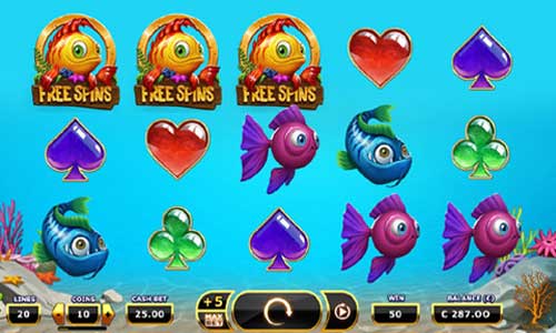 Golden Fish Tank base game screenshot showing reels and features