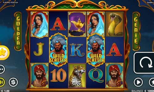 Golden Genie and the Walking Wilds base game screenshot showing reels and features