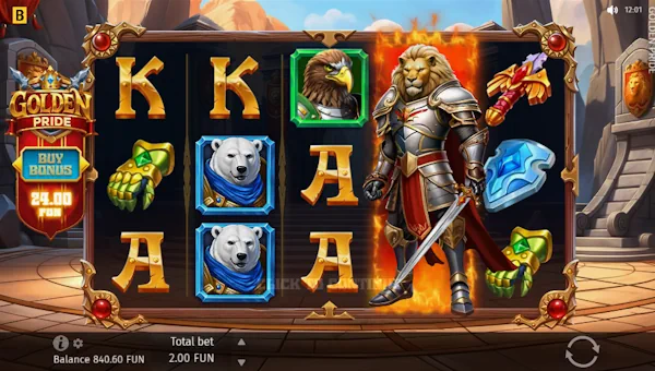 Golden Pride base game screenshot showing reels and features