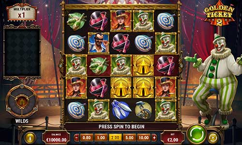 Golden Ticket 2 base game screenshot showing reels and features